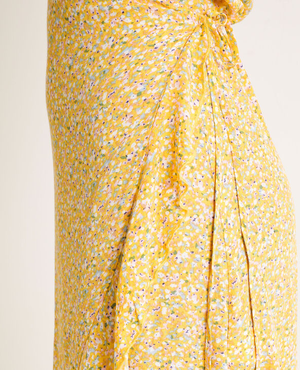 Robe portefeuille à fleurs jaune - Pimkie