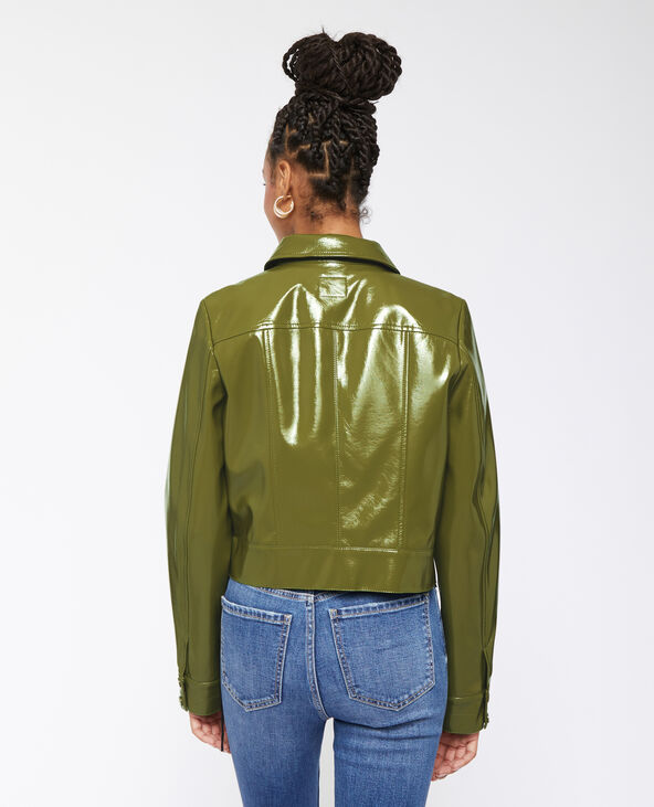 Veste courte et droite en vinyle vert olive - Pimkie