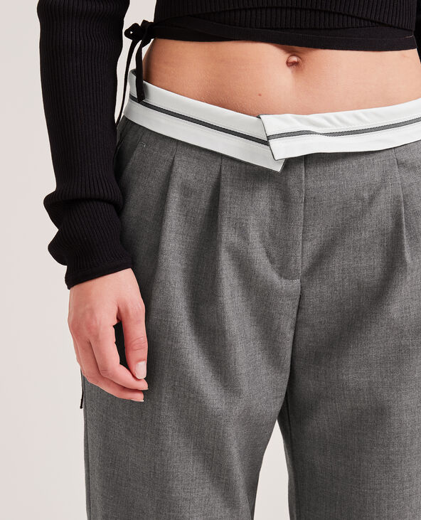 Pantalon droit avec ceinture retournée gris foncé - Pimkie