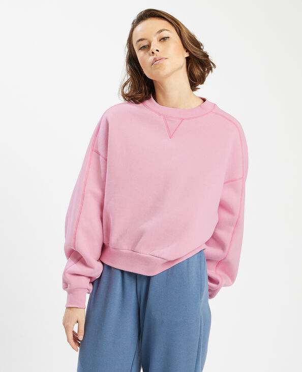 Sweat col rond coutures apparentes rose - Pimkie