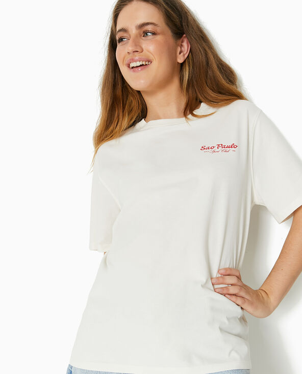 T-shirt oversize avec print poitrine et dos blanc - Pimkie