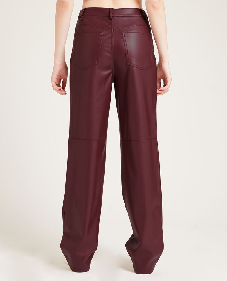 Pantalon droit en simili cuir bordeaux - Pimkie