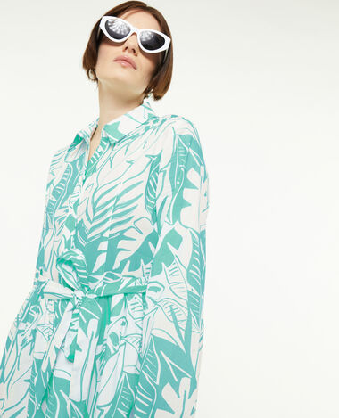 Robe chemise avec volants bleu turquoise - Pimkie
