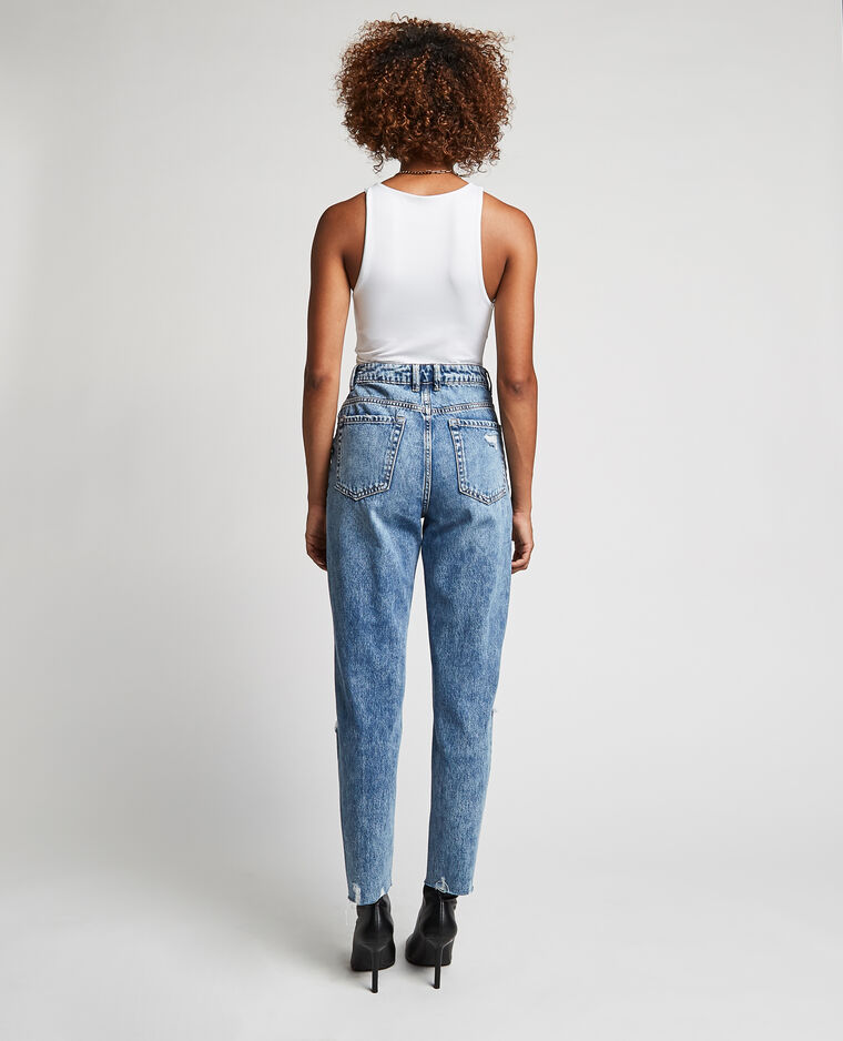 Jean mom trashé bleu denim - Pimkie