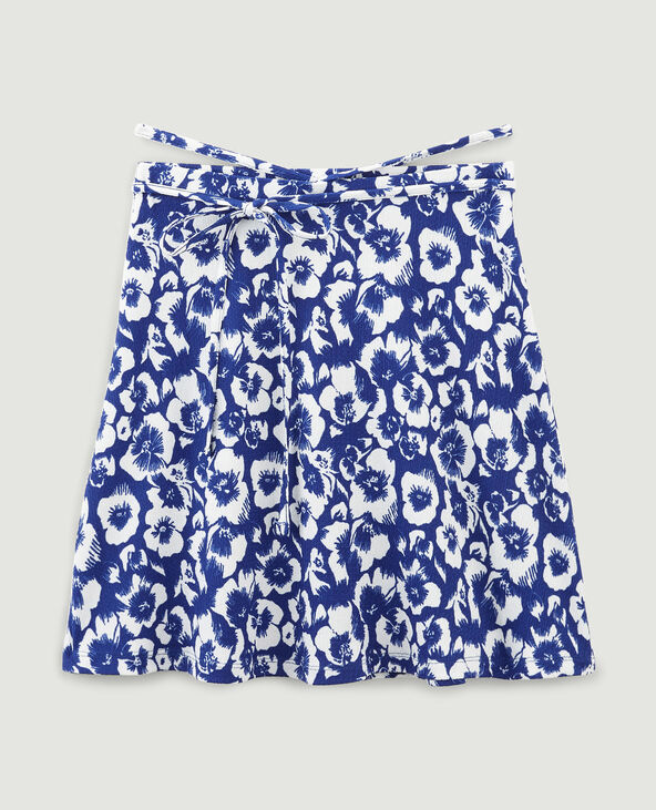 Jupe motif fleurs bleu marine - Pimkie