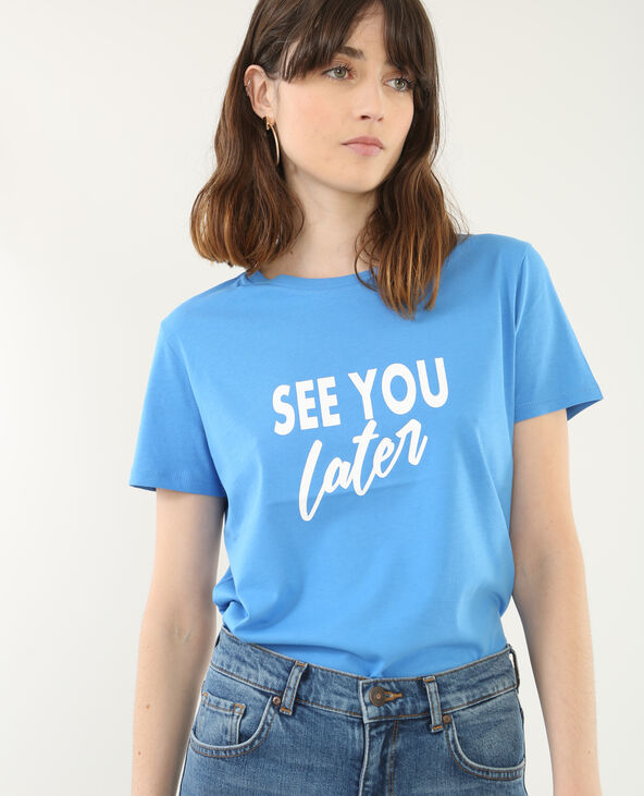 T-shirt  à message bleu - Pimkie