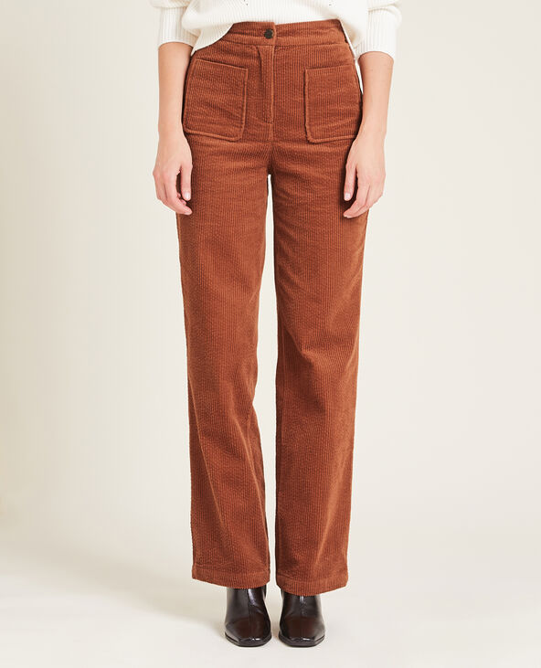 Pantalon droit en velours côtelé orange - Pimkie