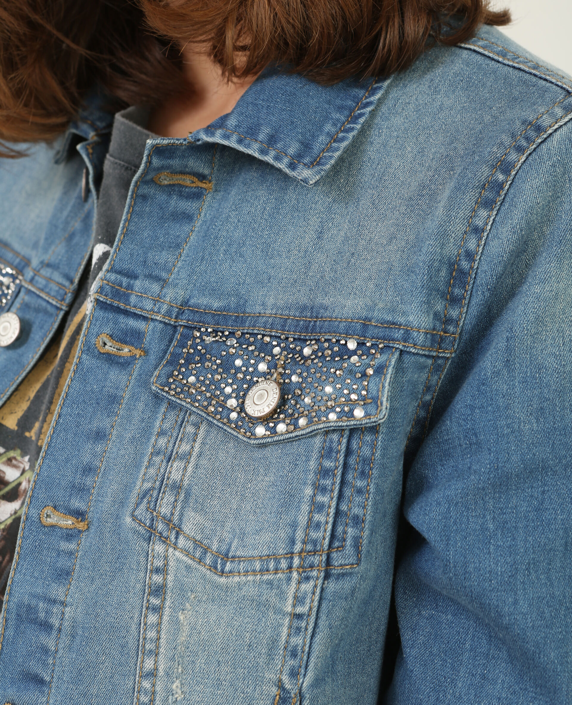 Veste en jean femme avec strass