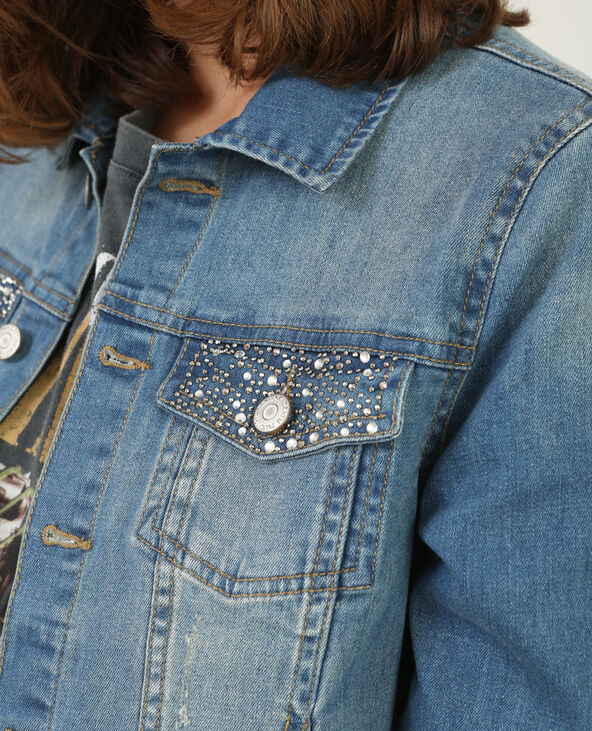 Veste en top jeans strass