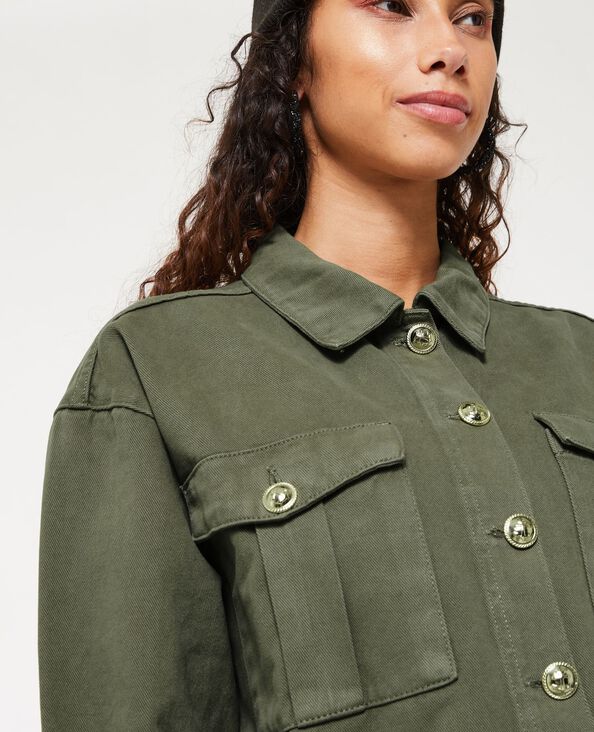 Veste courte avec boutons métalliques vert kaki - Pimkie