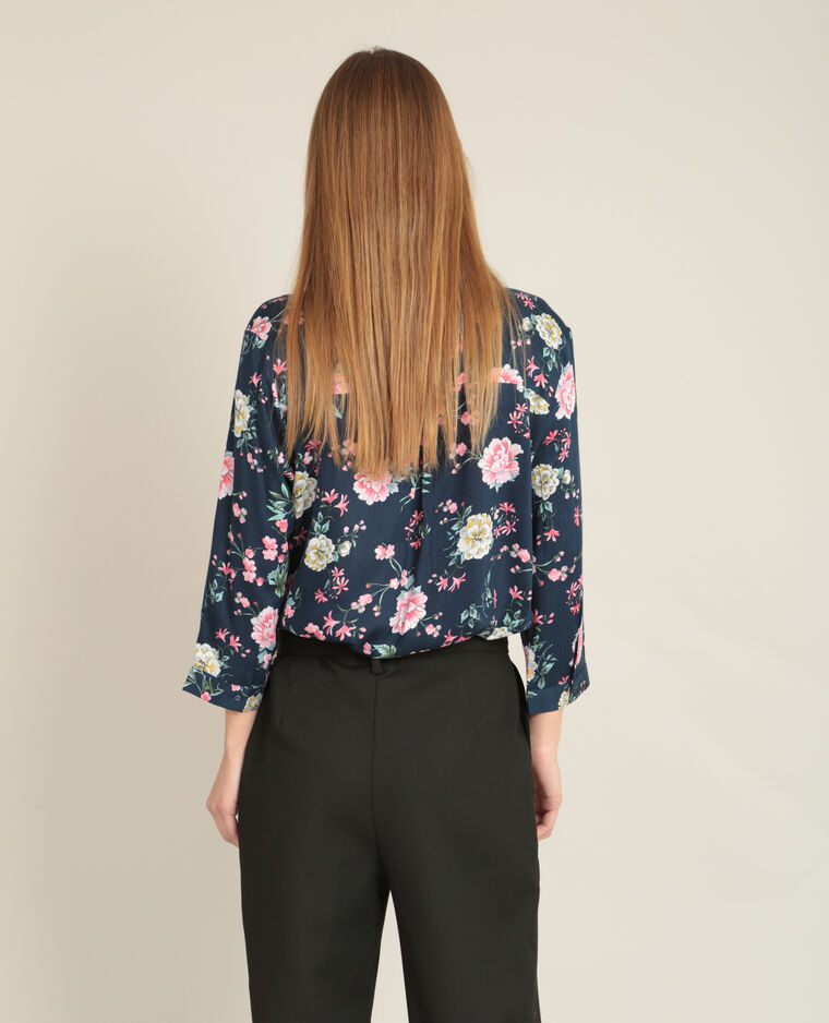 Chemisier à fleurs bleu marine - 561655635E2A | Pimkie