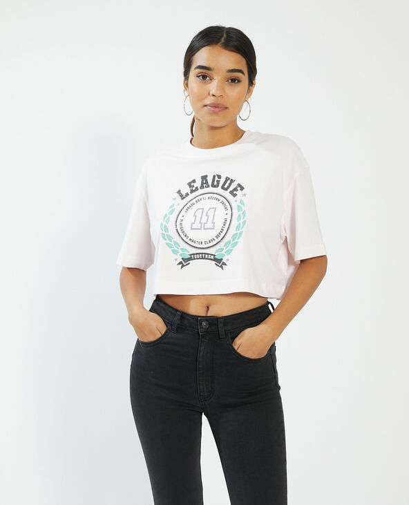 T-shirt cropped rose clair - Pimkie