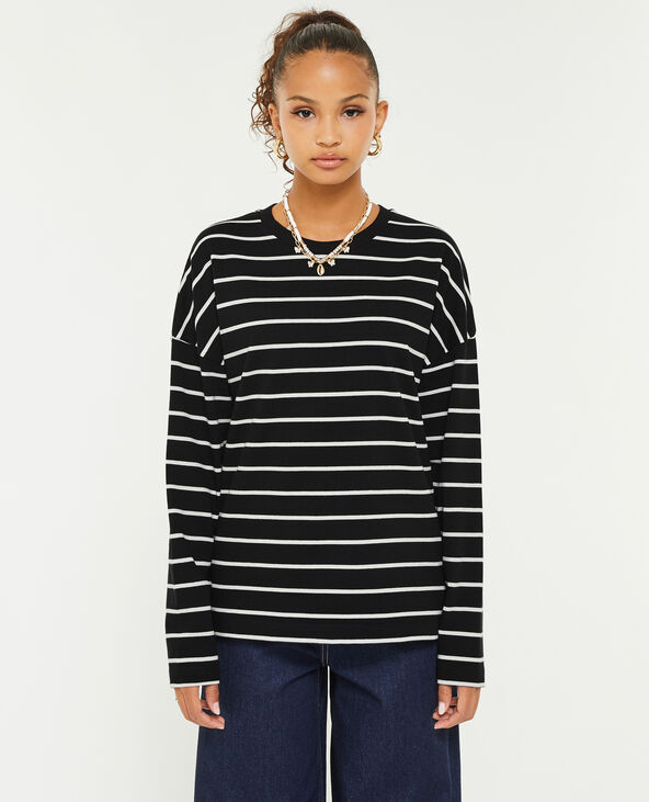 T-shirt marinière à manches longues noir - Pimkie