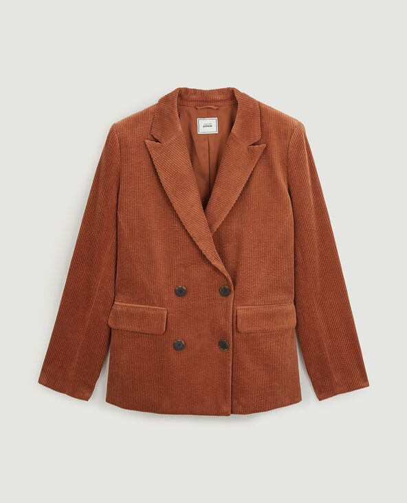 Veste blazer en velours côtelé orange - Pimkie