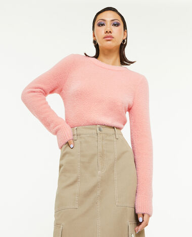 Pull en maille poilue et extensible rose clair - Pimkie