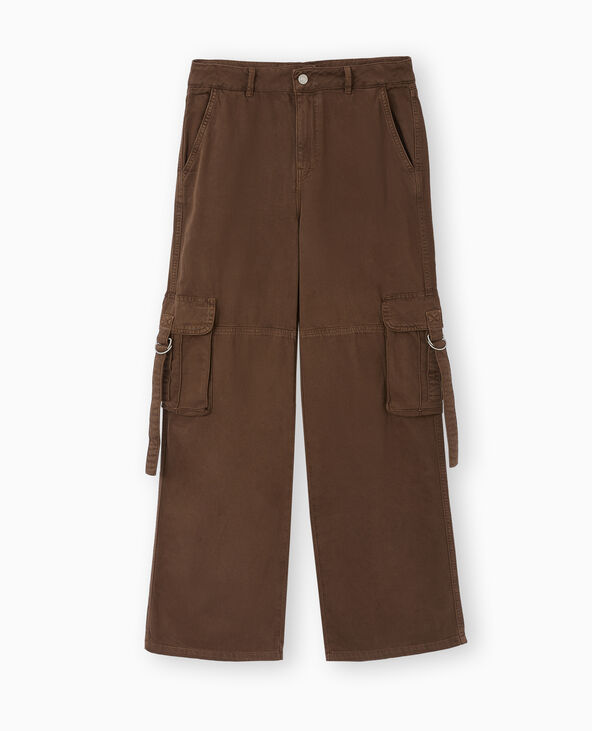 Pantalon large cargo en toile marron - Pimkie