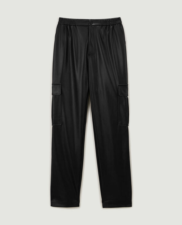 Pantalon cargo en simili cuir noir - Pimkie