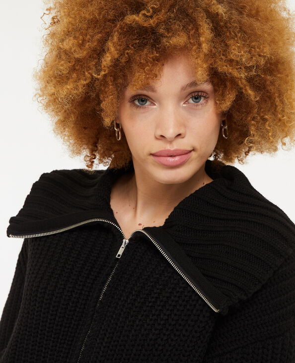 Gilet zippé en grosse maille noir - Pimkie