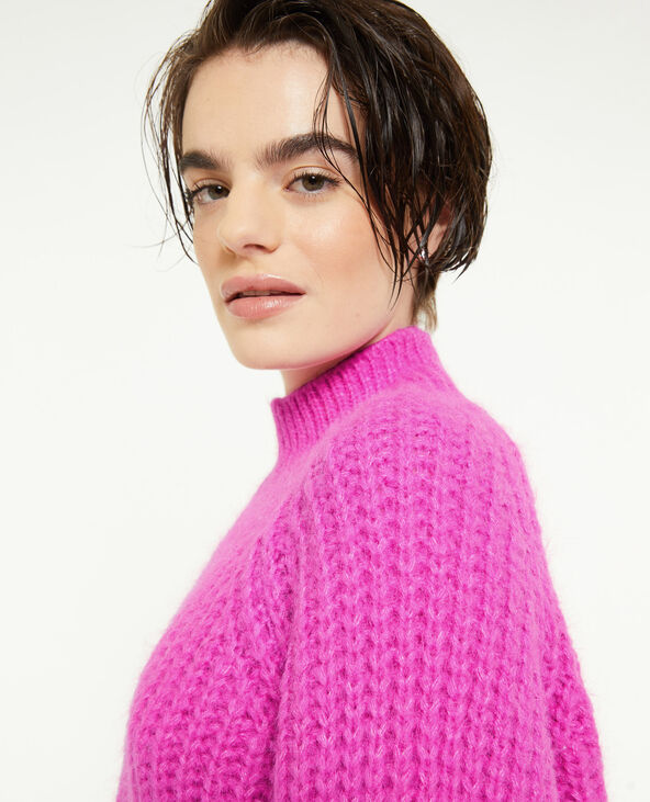 Pull grosses mailles col montant rose - Pimkie
