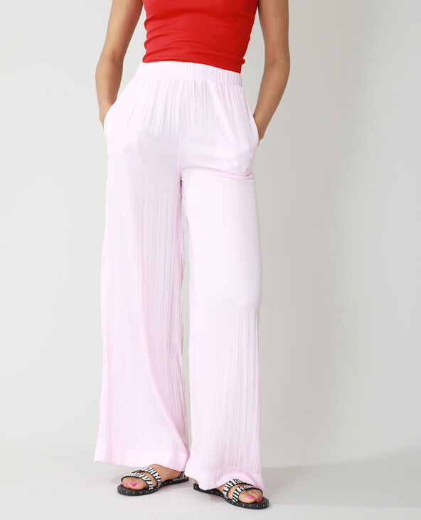 Pantalon wide leg plissé rose clair - Pimkie