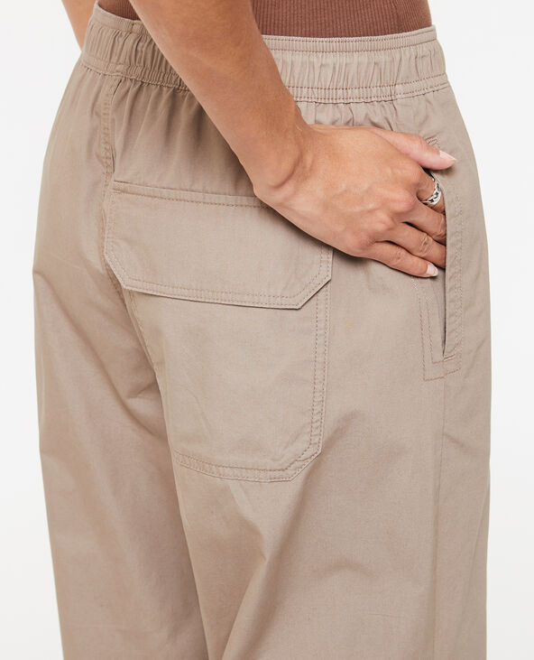 Pantalon parachute ceinture élastiquée taupe - Pimkie