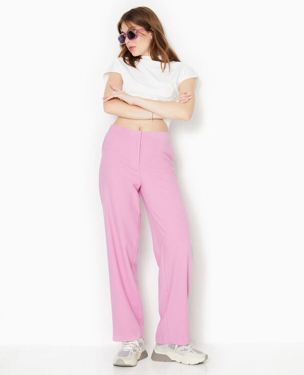 Pantalon droit en tissu reliéfé rose fuchsia - Pimkie