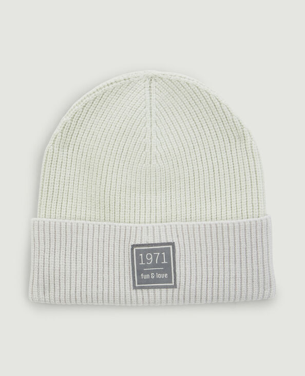 Bonnet bicolore en maille côtelée vert kaki - Pimkie