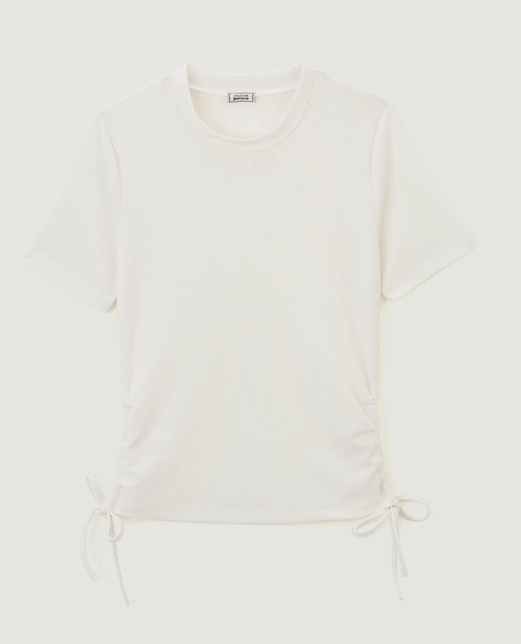 Top maille côtelée avec noeuds blanc - Pimkie