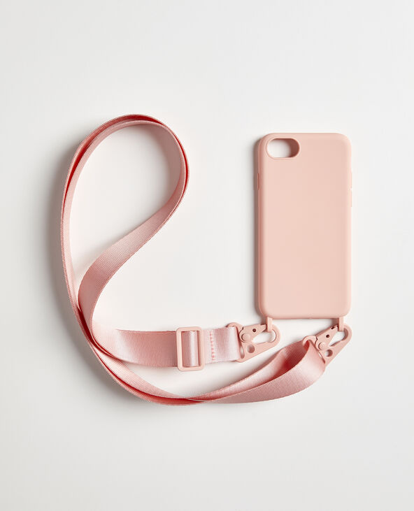 Coque Iphone avec bandoulière rose - Pimkie