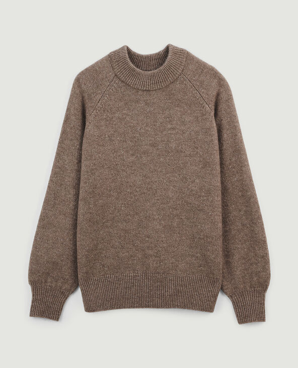 Pull col rond avec laine taupe - Pimkie