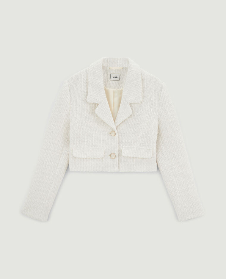 Veste courte effet tweed blanc - Pimkie