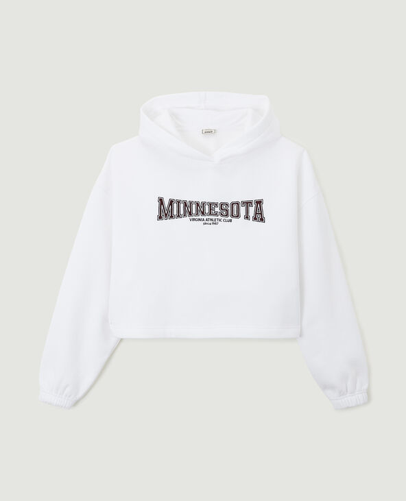 Sweat en molleton cropped blanc - Pimkie