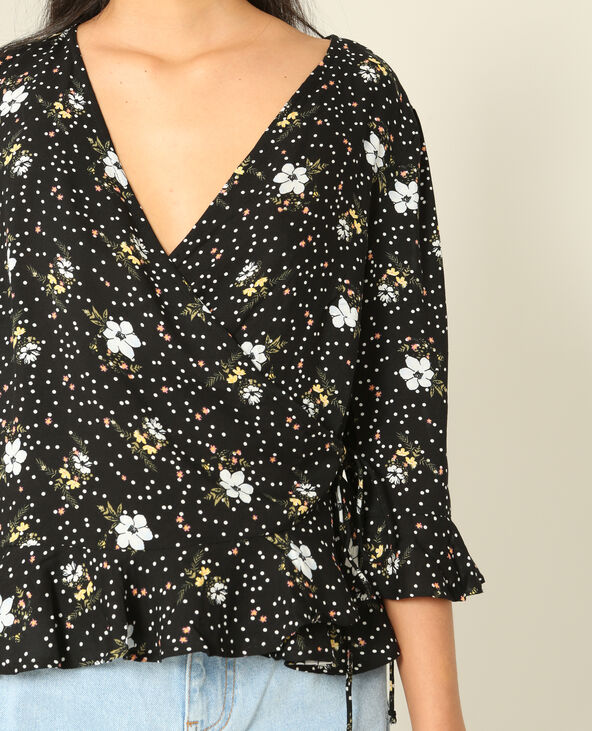Blouse cache-cœur noir - Pimkie
