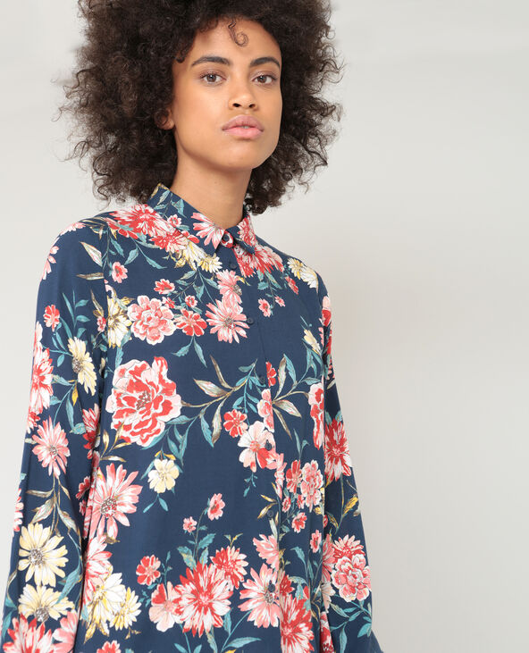 Robe chemise fleurie bleu - Pimkie