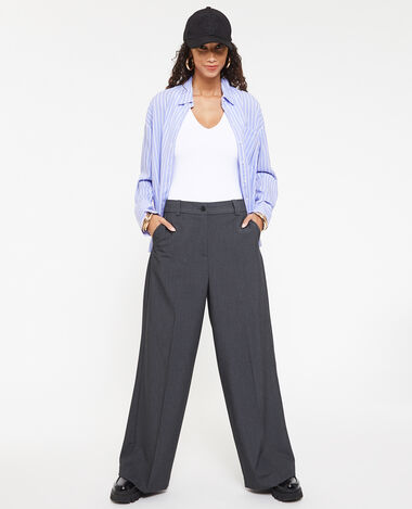 Pantalon large taille haute gris foncé - Pimkie