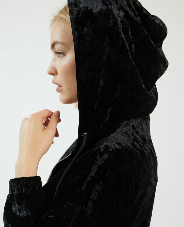 Robe à capuche en velours noir - Pimkie