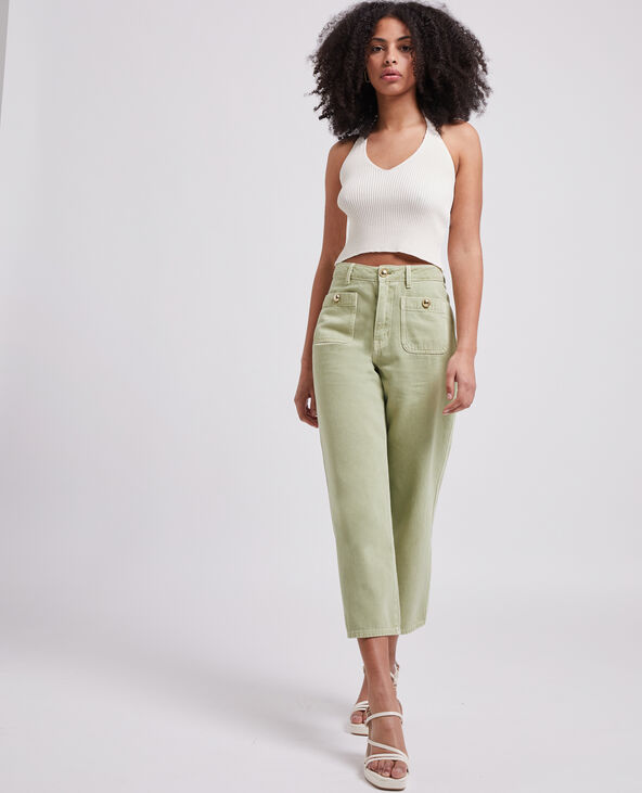 Jean wide taille haute vert de gris - Pimkie
