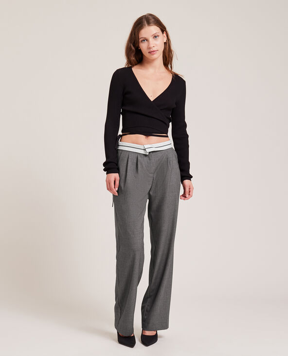 Pantalon droit avec ceinture retournée gris foncé - Pimkie