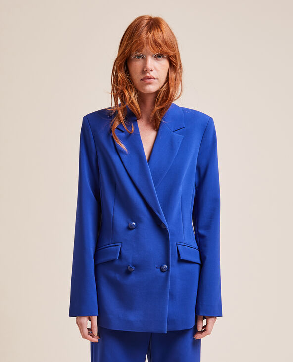 Veste blazer longue et cintrée bleu électrique - Pimkie