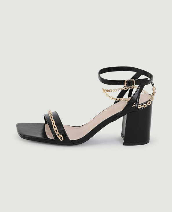 Sandales à talon avec chainettes noir - Pimkie