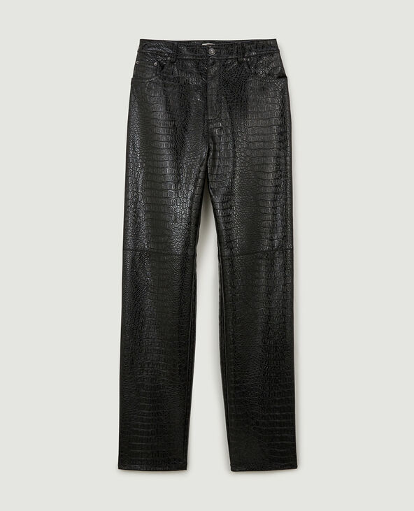 Pantalon droit en vinyle effet croco noir - Pimkie