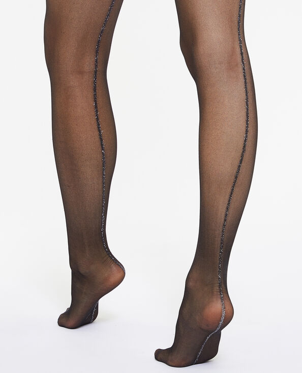 Collants avec ligne lurex noir - Pimkie