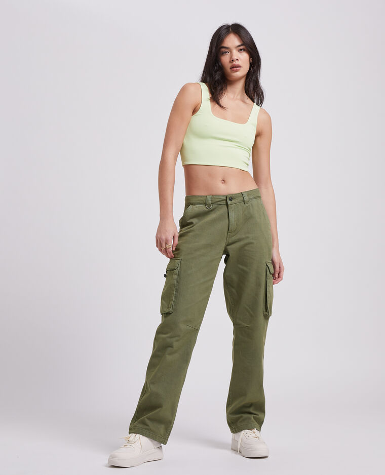Pantalon droit cargo taille basse kaki - Pimkie