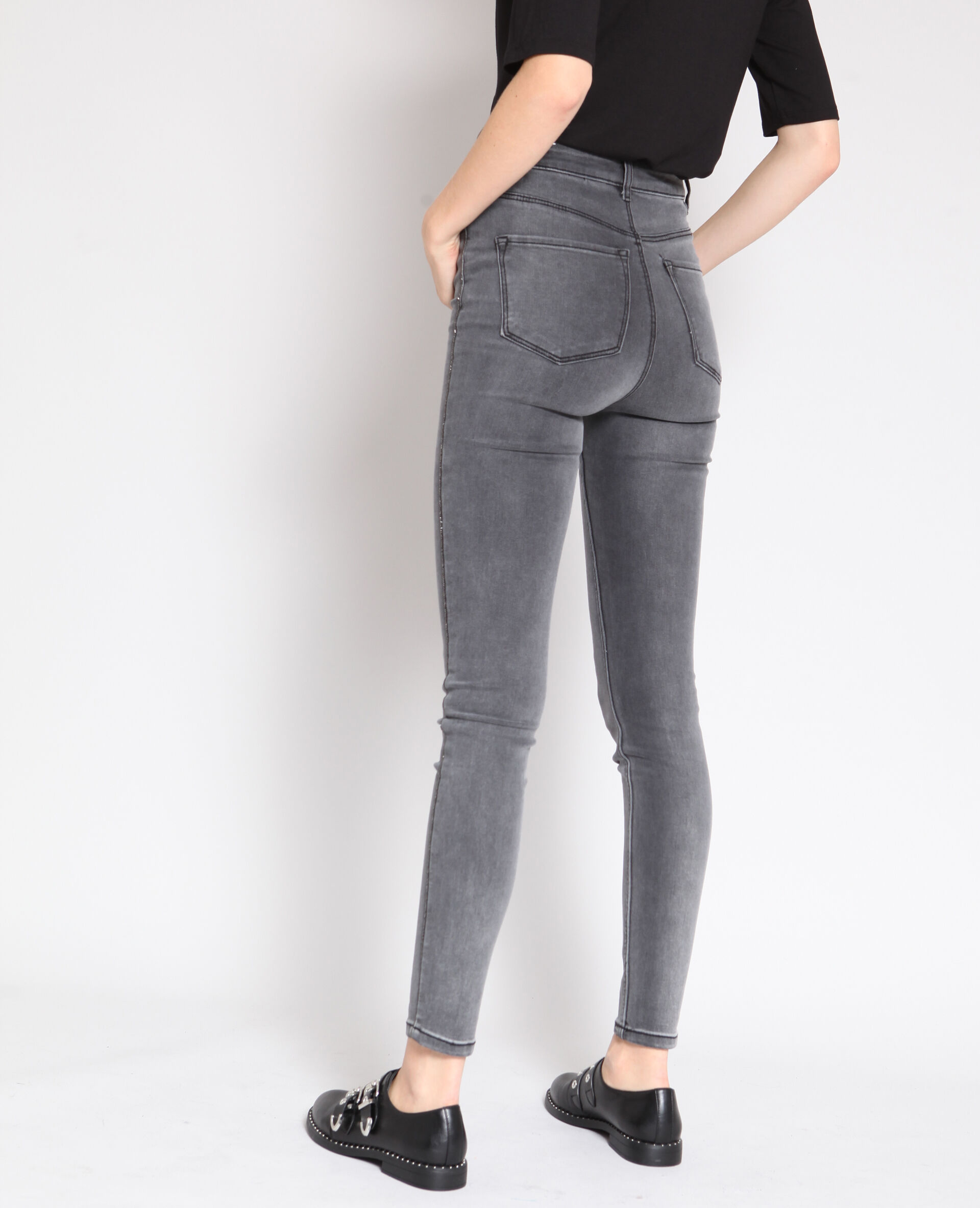 Jean skinny taille haute gris usé - 140734882A08 | Pimkie