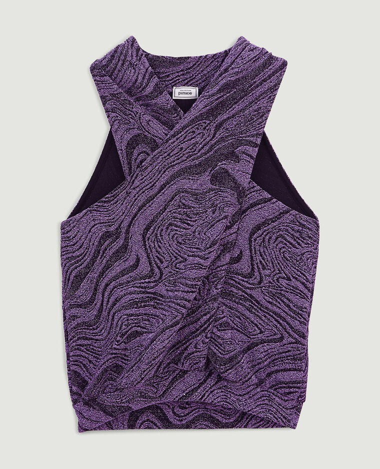 Top pans croisés maille lurex violet - Pimkie