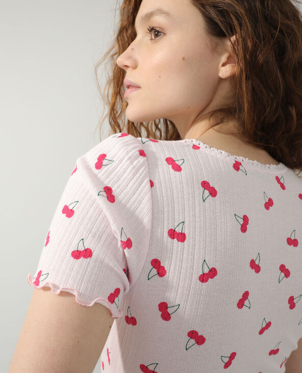 T-shirt motifs cerises rose clair - Pimkie