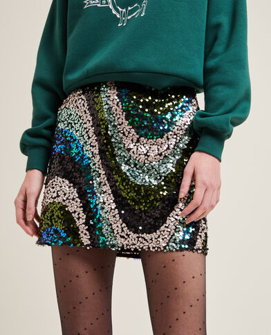 Jupe courte avec sequins vert - Pimkie