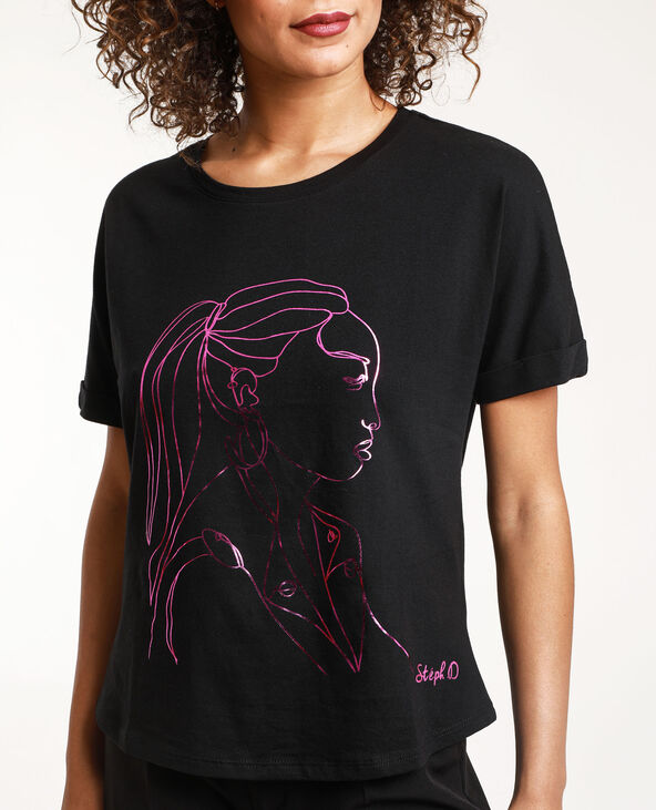T-shirt Stéphanie Durant x Pimkie noir - Pimkie