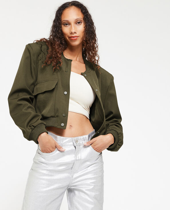 Bombers en toile avec épaulettes vert kaki - Pimkie