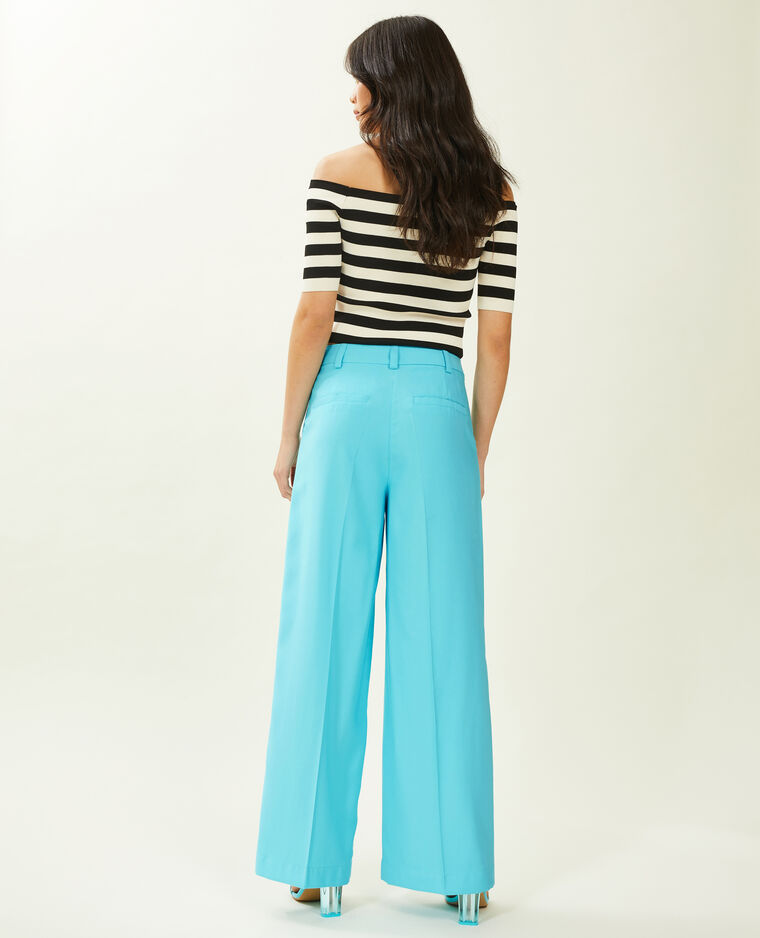 Pantalon large en toile fluide turquoise - Pimkie